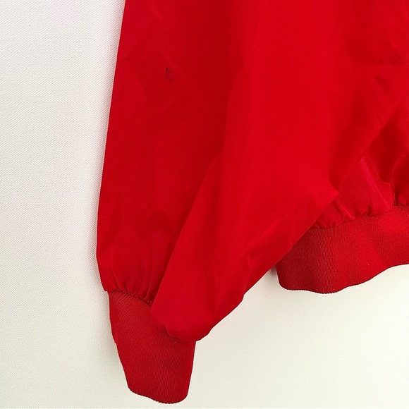 Red Snap Nylon Jacket Sporty Pullover Vintage Windbreaker Coat Primary Size XXL - Picture 7 of 16